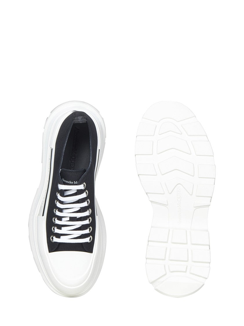 Alexander Mcqueen Black Canvas Sneakers With Oversized Rubber Sole