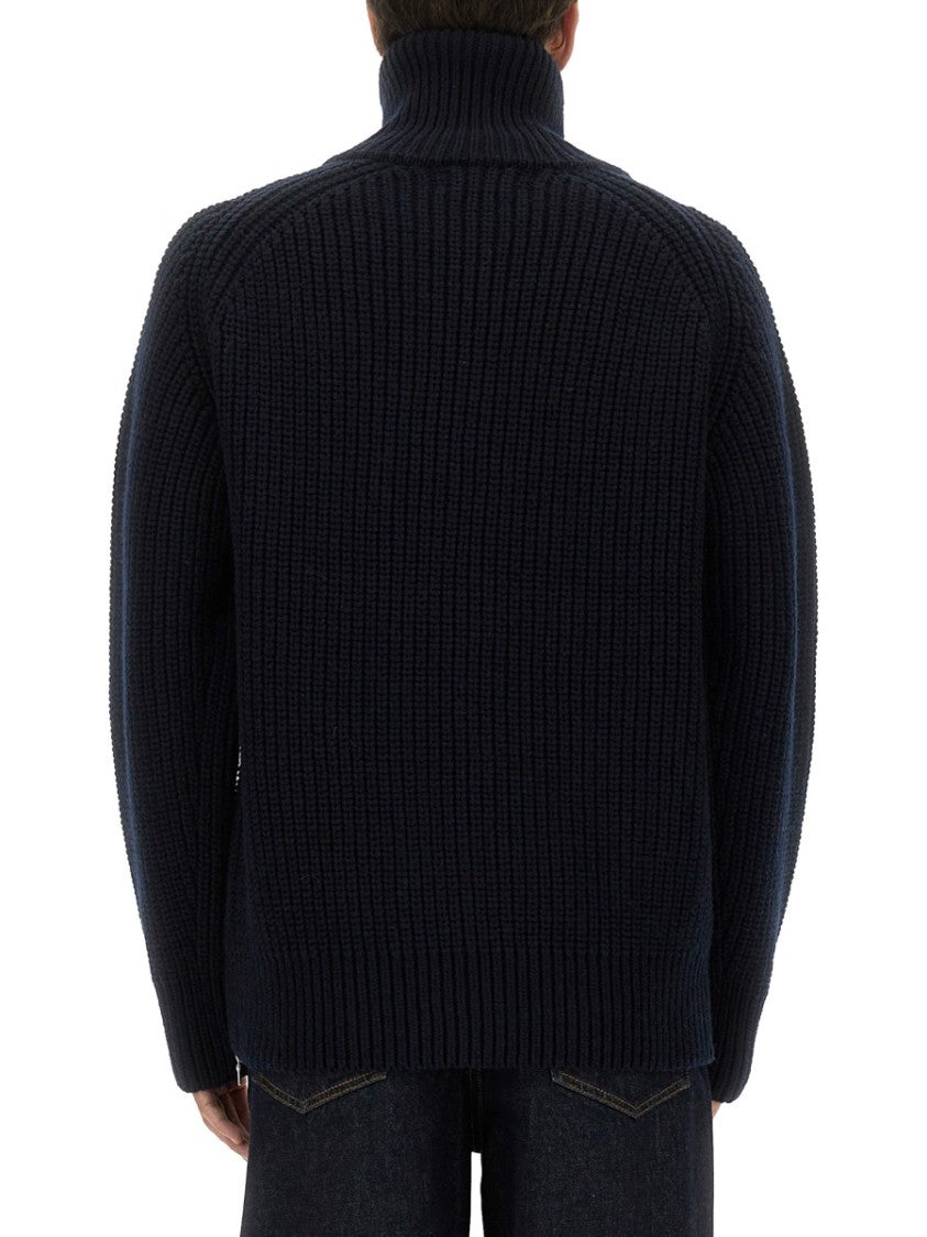 Dries Van Noten Textured Ribbed Zip-Through Wool Knit