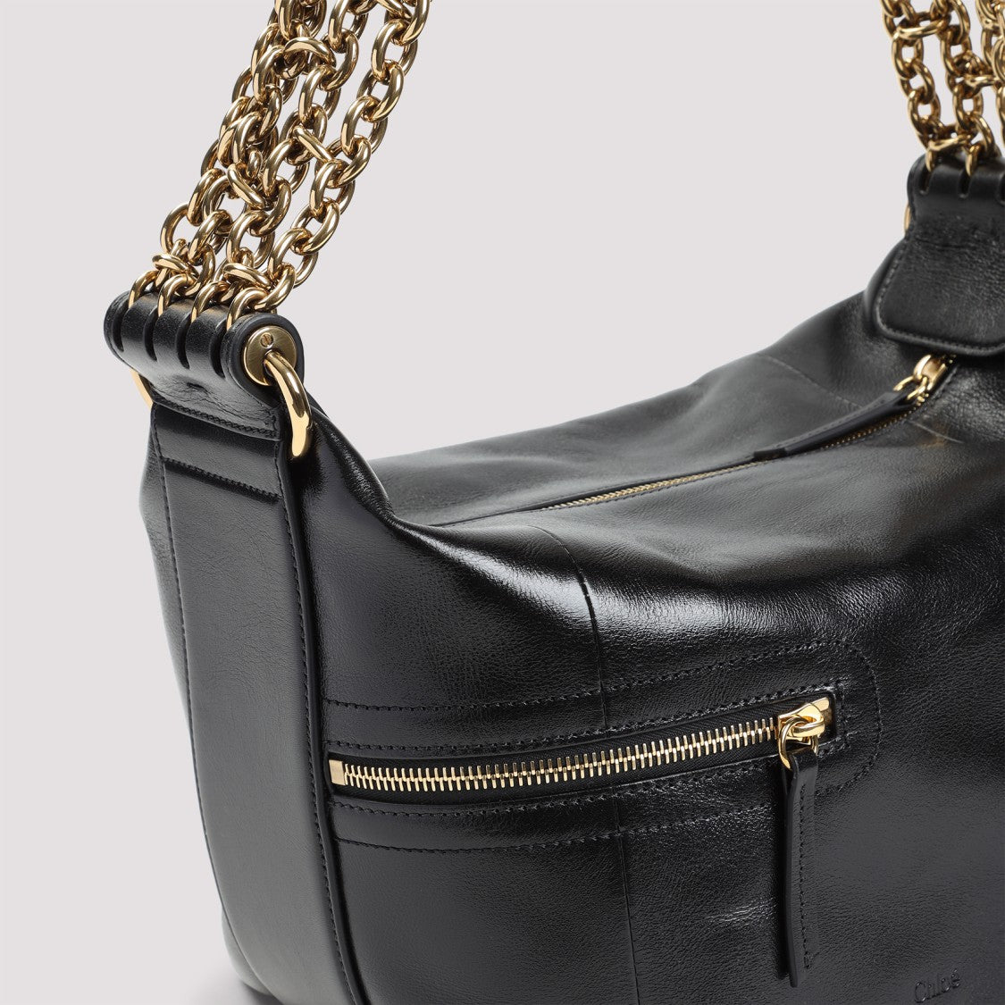Chloé Black Buffalo Leather Camera Chain Shoulder Bag