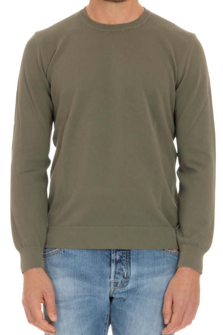 Gran Sasso Rice-Grain Cotton Crewneck Sweater