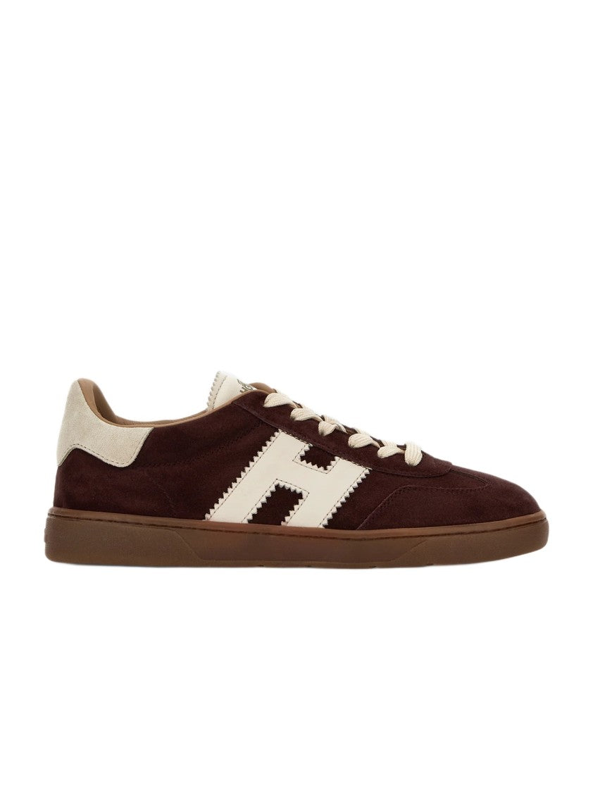 Hogan Bordeaux Suede Low-Top Sneakers With Cream Accents