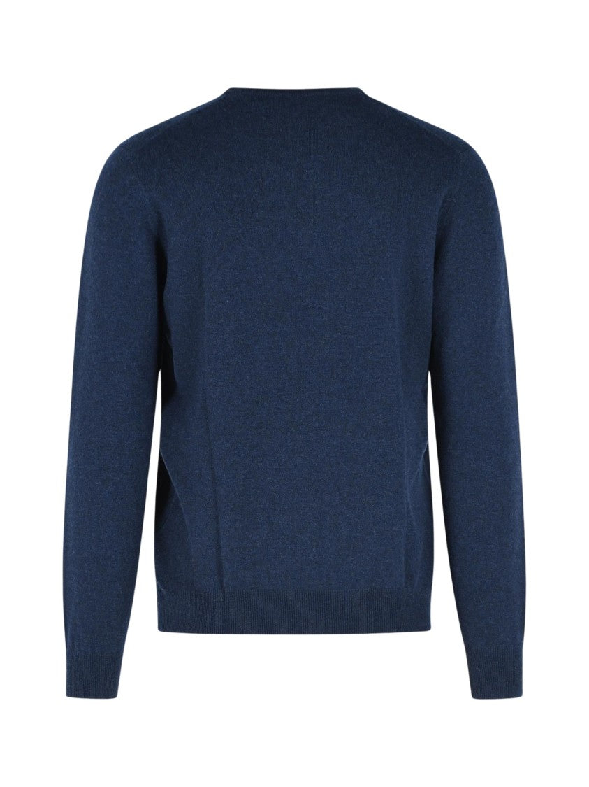Gran Sasso Deep V-Neck Ribbed Cashmere Sweater