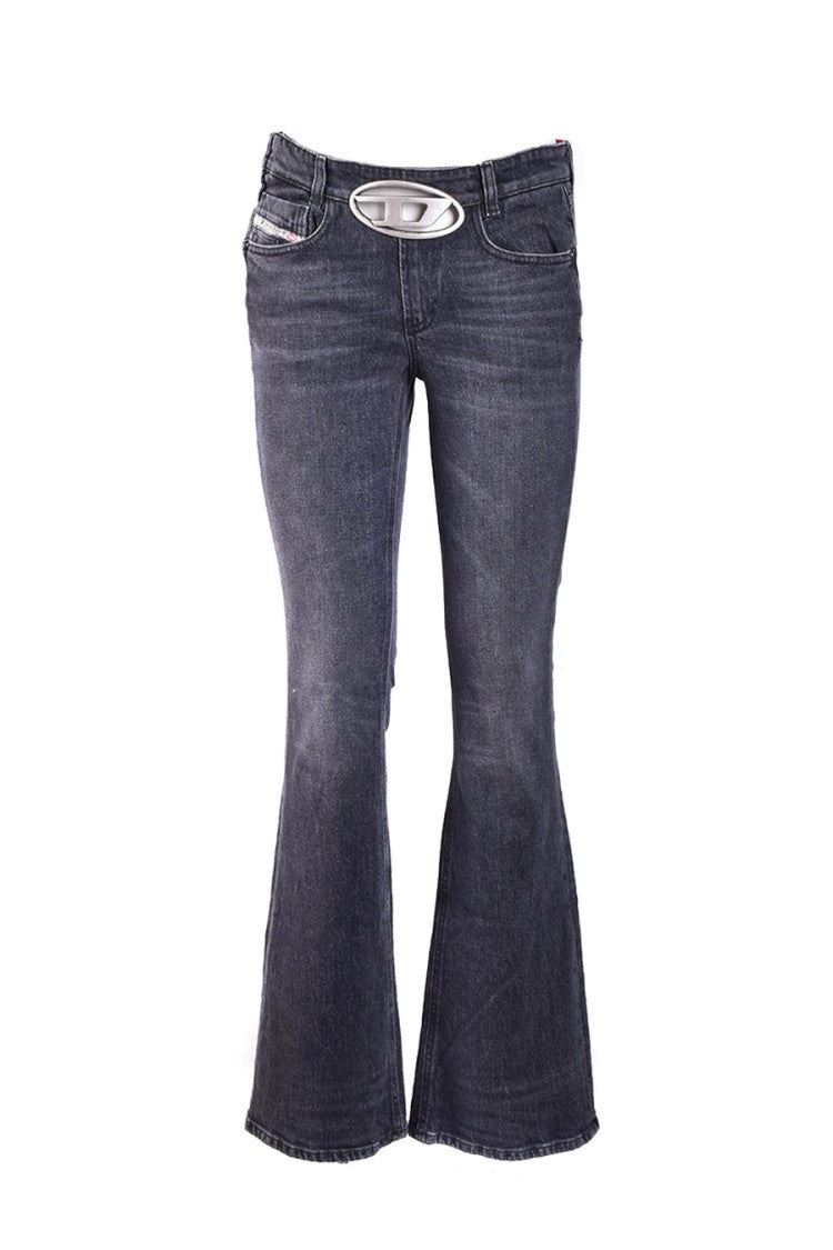 Diesel Slightly Flared Black Metallic Buckle Jeans