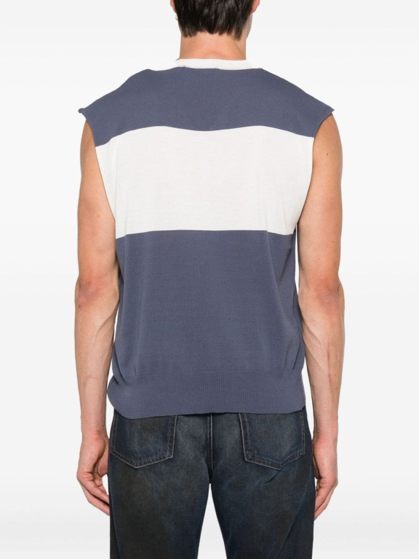 Vivienne Westwood Grey-Blue Horizontal Stripe Sleeveless Knit Top