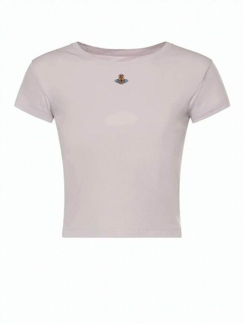 Vivienne Westwood Cropped Short-Sleeved T-Shirt With Ribbed Texture