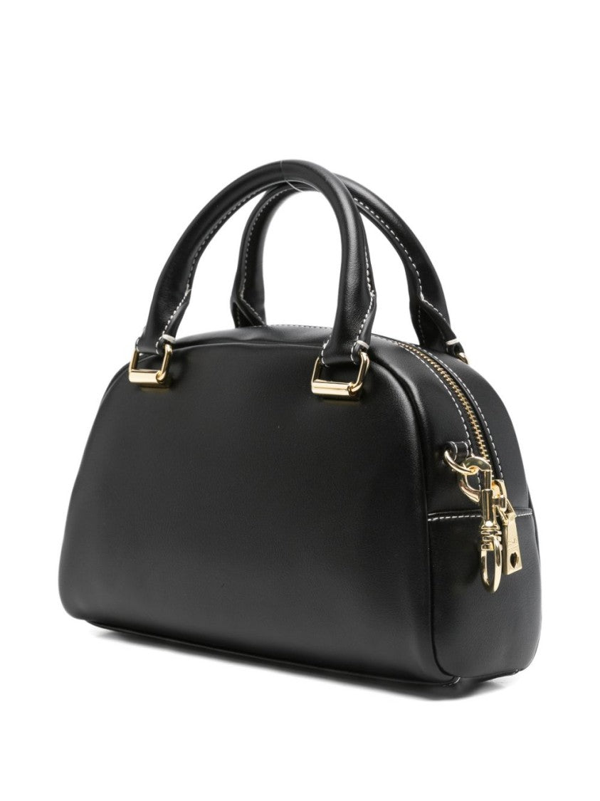 Love Moschino Structured Black Handbag With Gold-Tone Hardware And Detachable Strap
