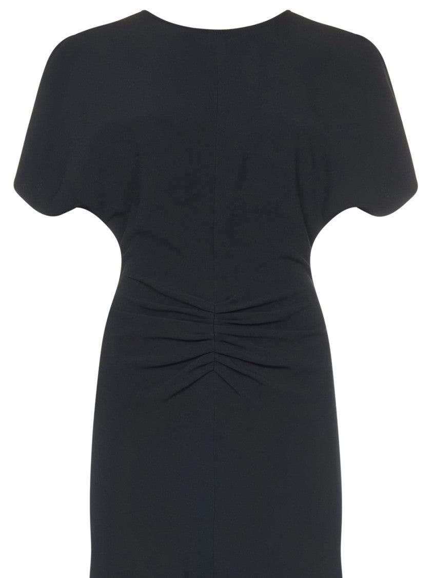 Victoria Beckham Gathered Waist Black Midi Dress