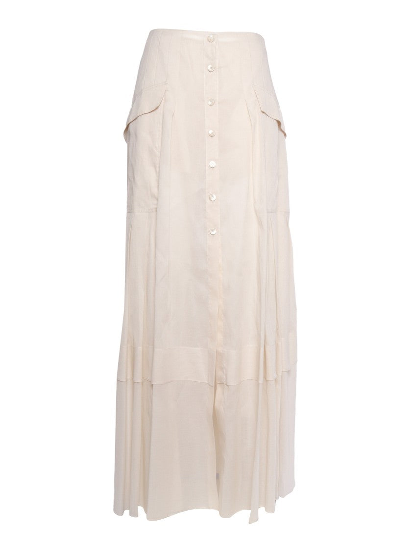 Alberta Ferretti Flowing Beige Skirt With Button-Down Front