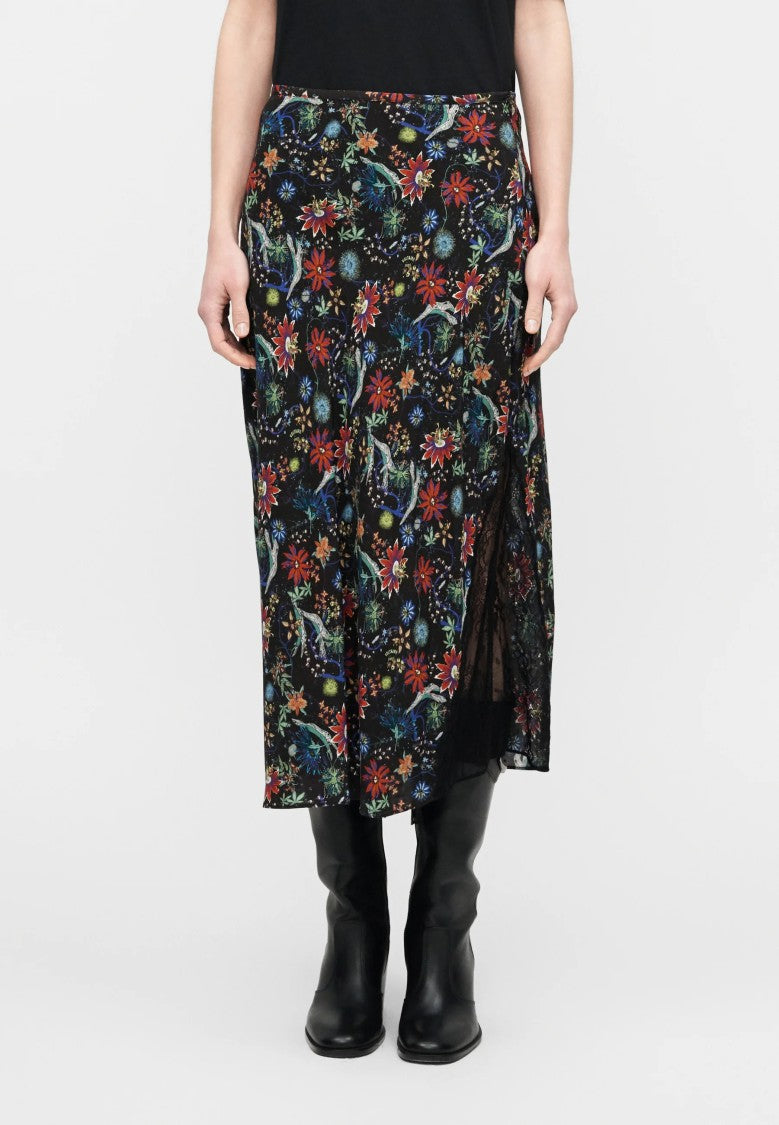Zadig & Voltaire Midi Skirt With Floral And Abstract Pattern