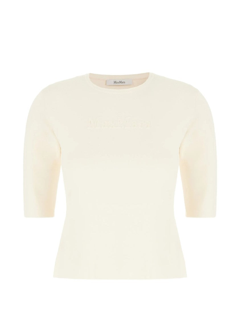 Max Mara Ivory Short Sleeves Knit Sweater