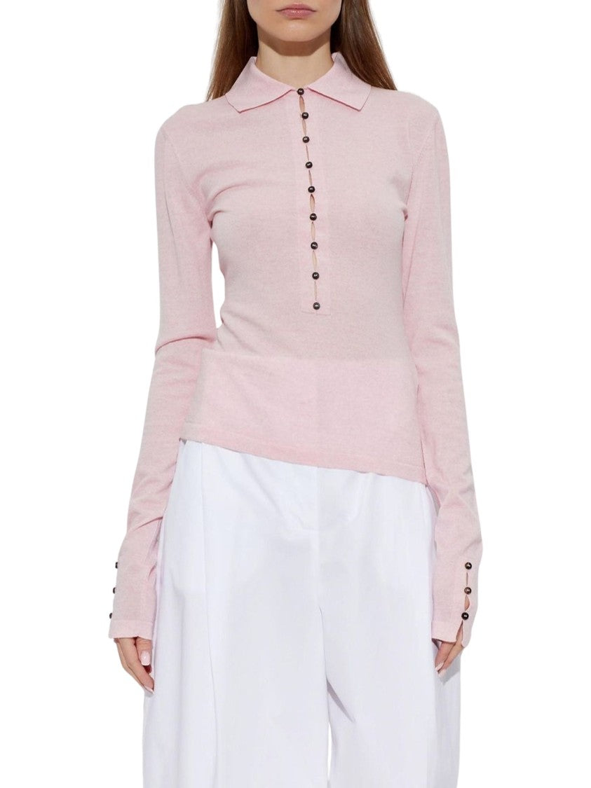 Jacquemus Merino Wool Long-Sleeve Button-Placket Polo Shirt