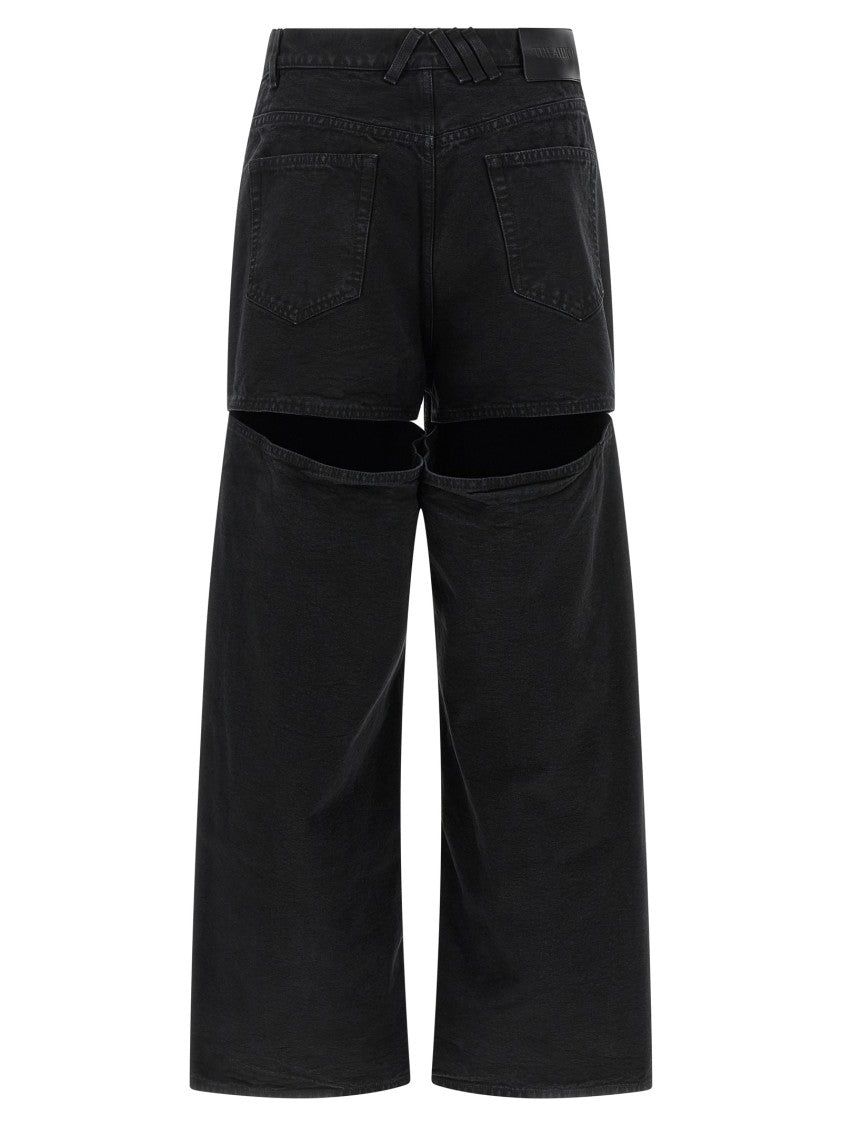 The Attico Garment-Dyed Black Denim Jeans With Back Cut-Out Details