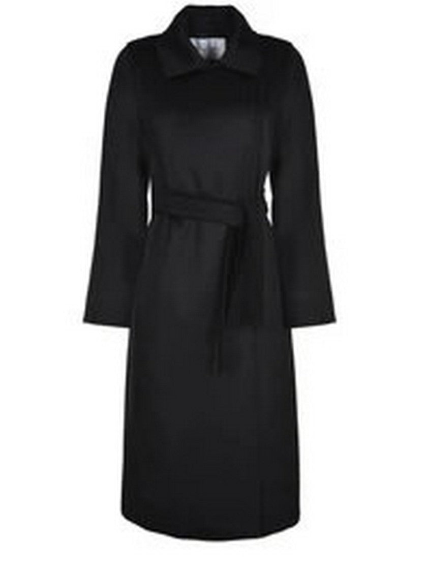 Max Mara Black Manuela Belted Wrap Camel Coat