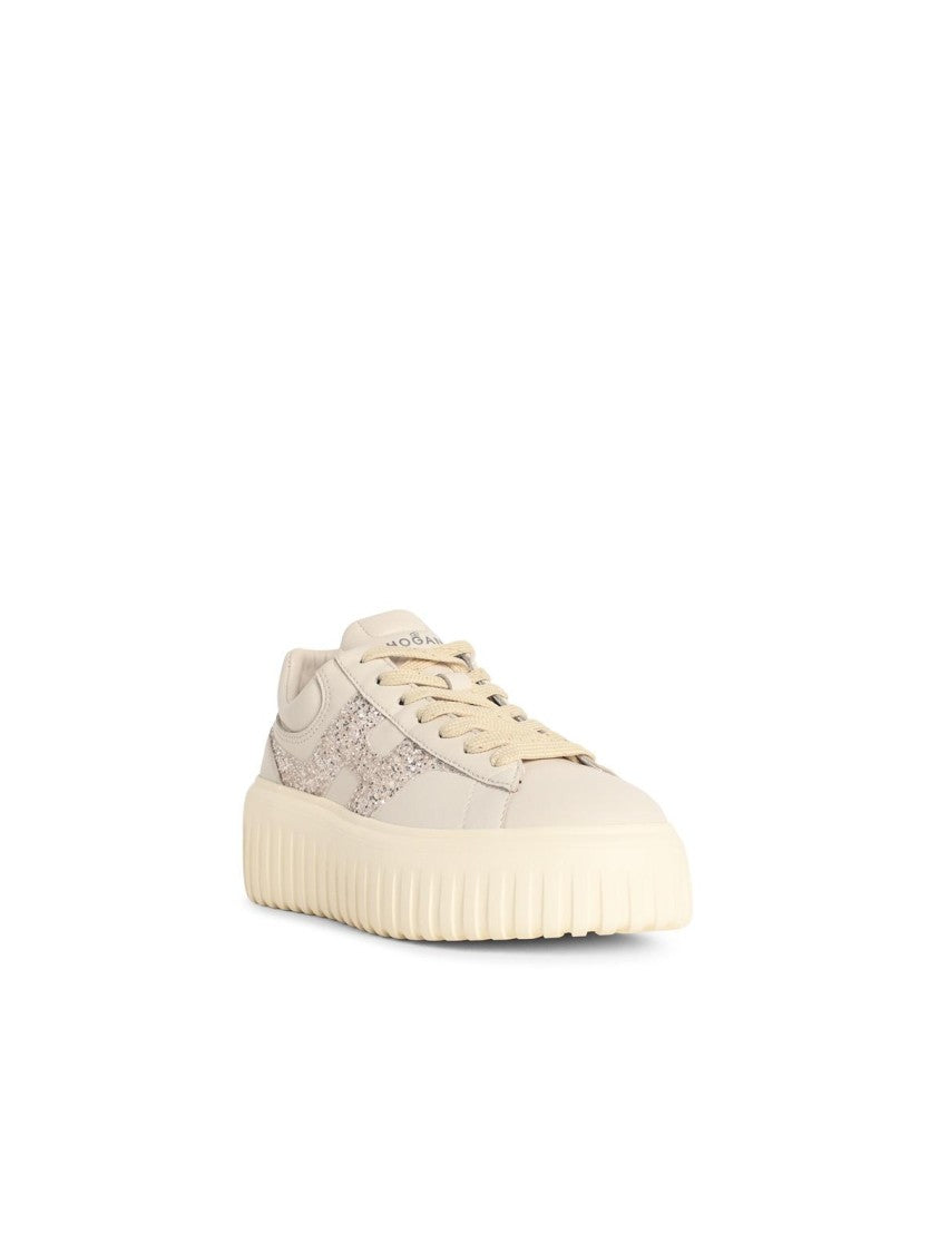 Hogan 'H-Stripes' White Leather Sneakers