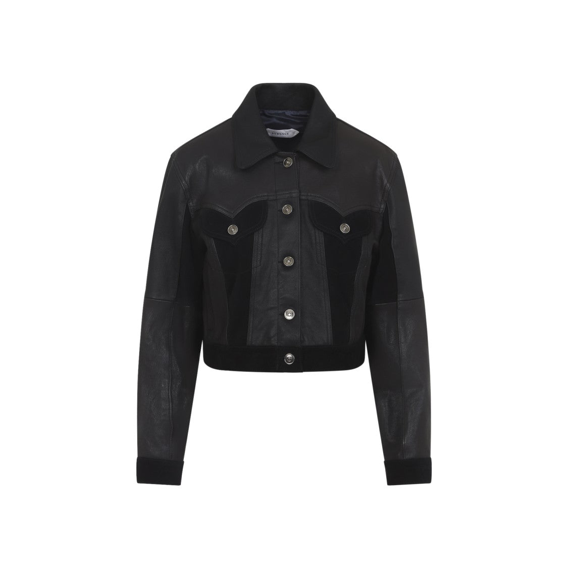 Versace Cropped Black Lamb Leather Jacket