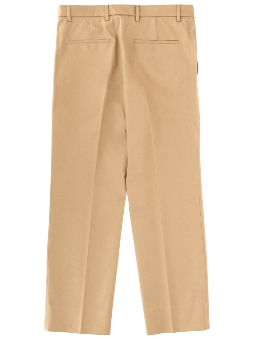 Gucci Brown Cotton Tailored Pants With Cropped Cut And Minimalist Design
