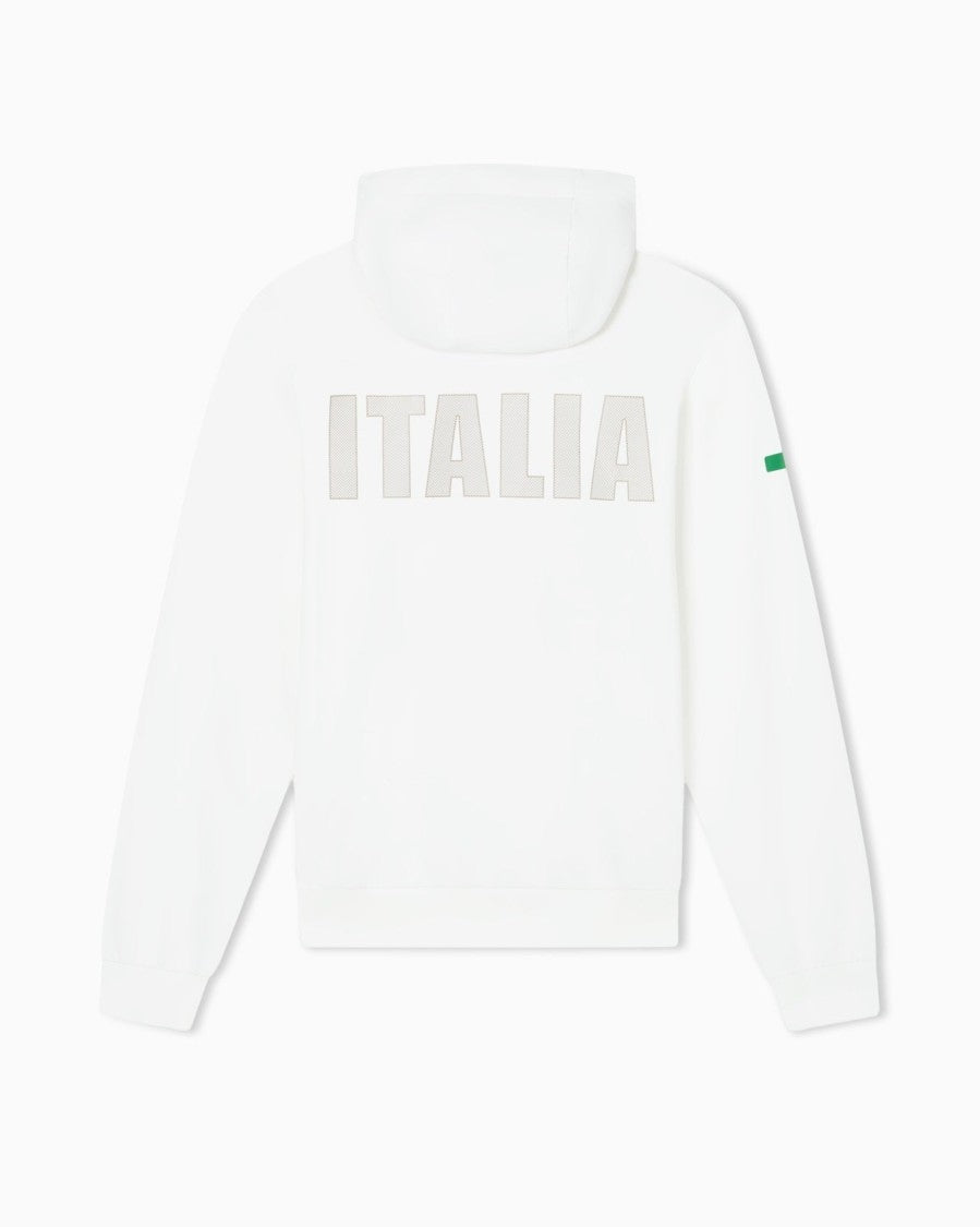 Ea7 Emporio Armani Milano-Cortina 2026 White Hoodie With Italia Detailing