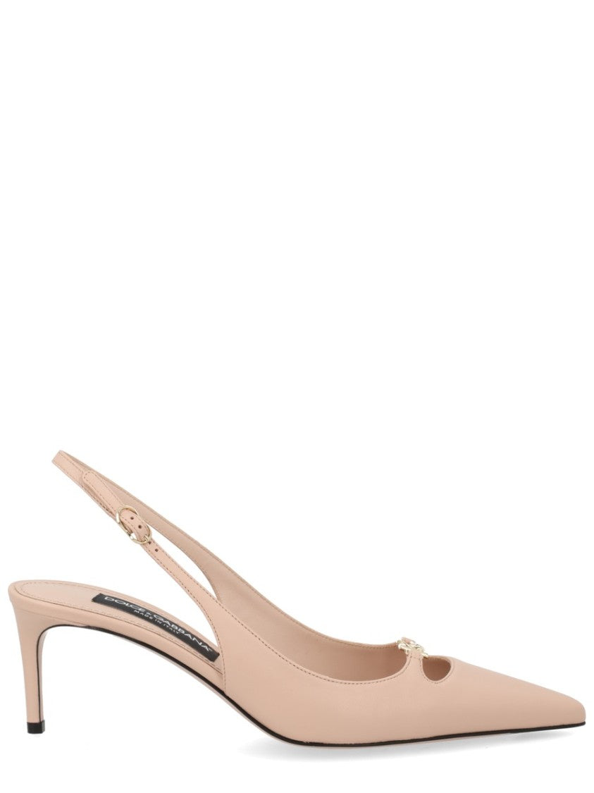 Dolce & Gabbana Neutrals Lollo Pointed Toe Leather Pumps