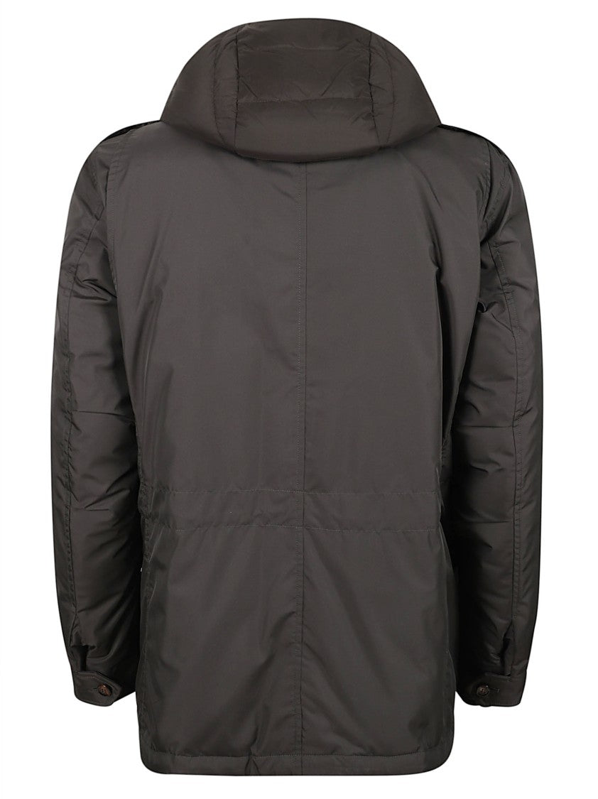 Moorer Water-Resistant Brown Goose Down Parka With Removable Hood