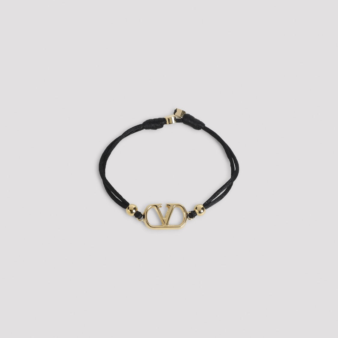 Valentino Garavani Black Polyester And Gold-Toned Brass Bracelet