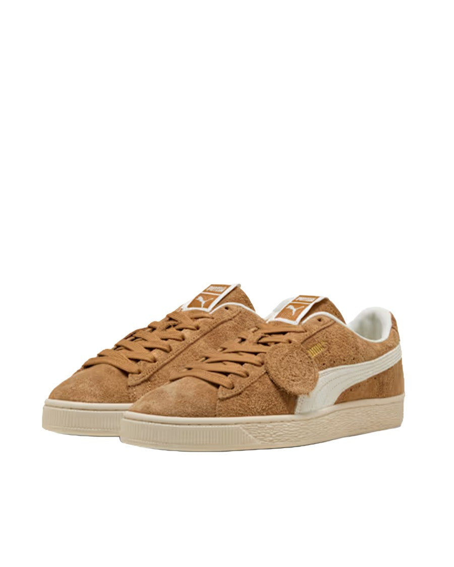 Puma Brown Suede Sneakers With Rounded Toe And Lace-Up Closure