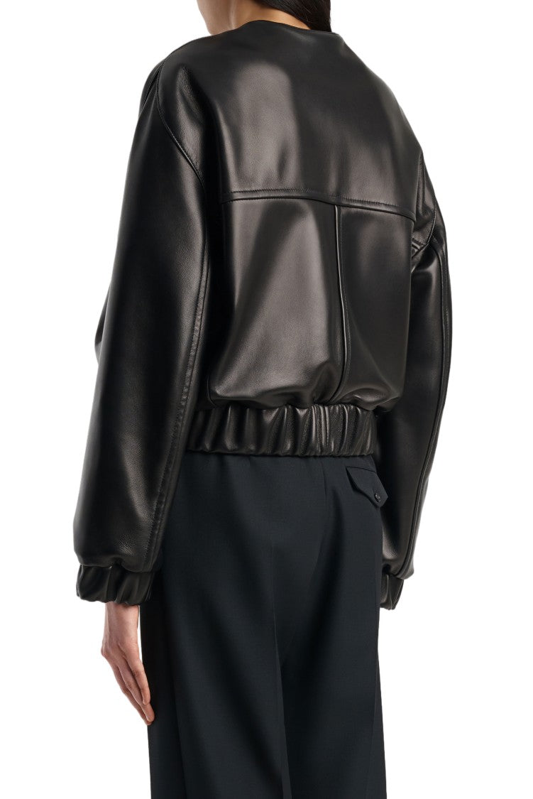 Khaite Cropped Bomber Jacket In Buttery-Soft Nappa Lambskin