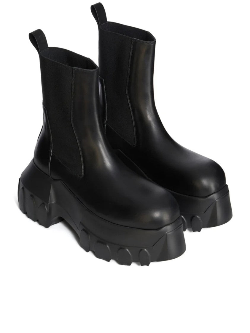 Rick Owens Chunky Black Ankle Boots With Oversized Sole And Utility Design