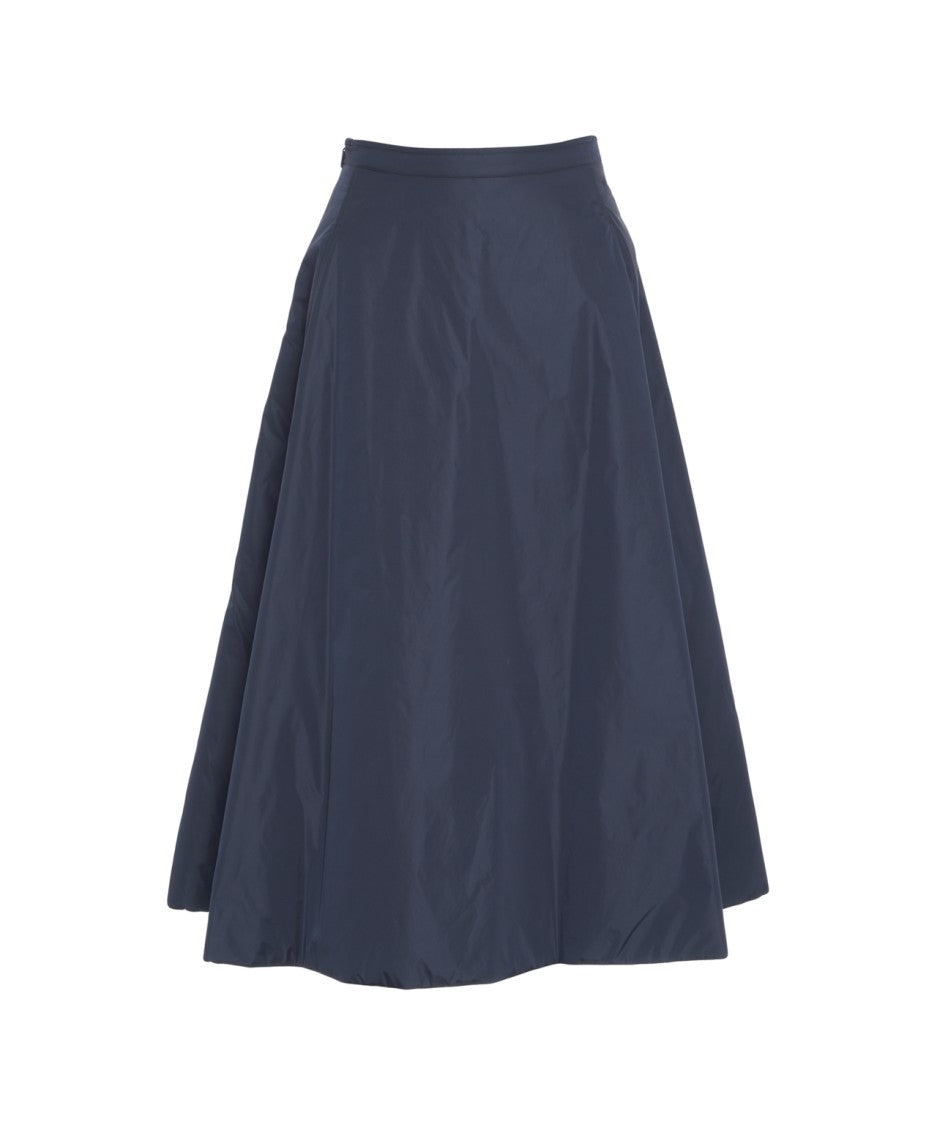 Add Padded Flared Midi Skirt With Hidden Side Zipper