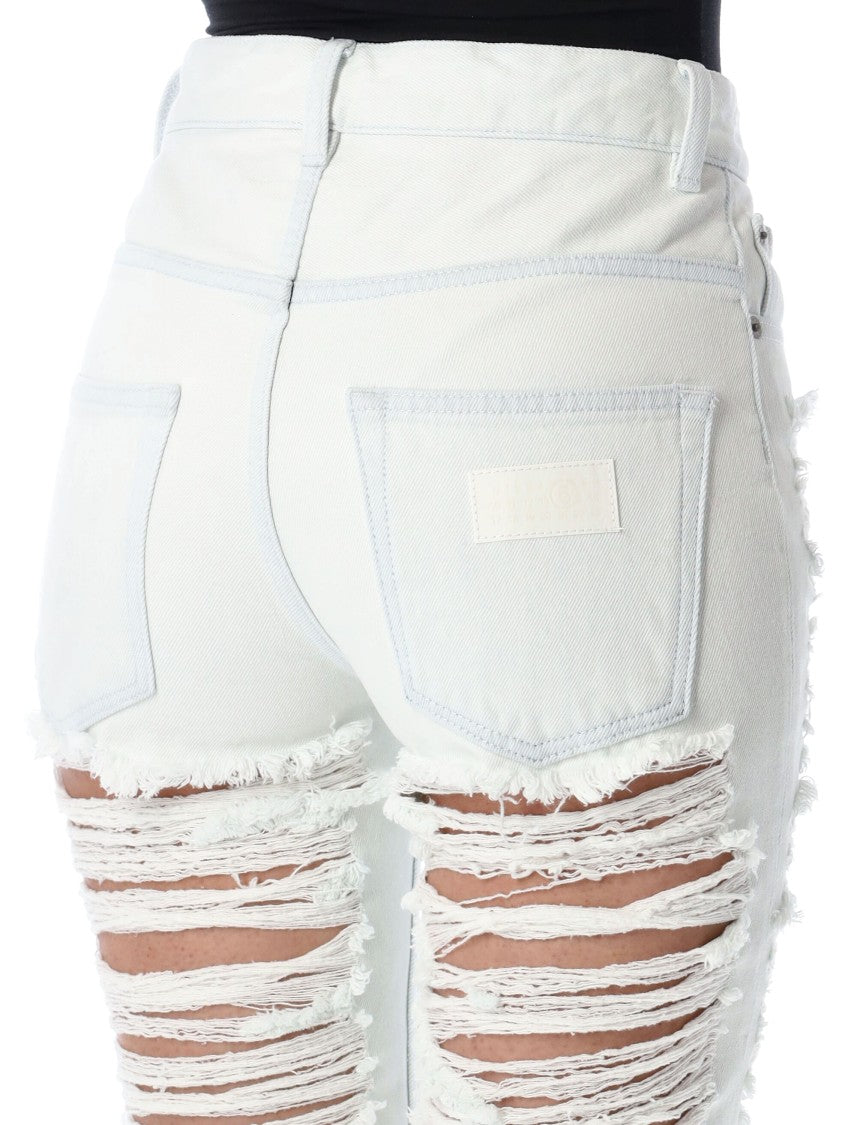 Mm6 By Maison Margiela High-Waisted Distressed Skinny Jeans With Frayed Edges
