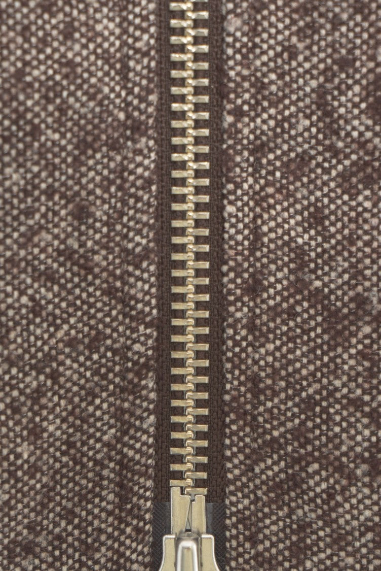 Second Female Textured Brown Jacket With High Collar And Fitted Silhouette