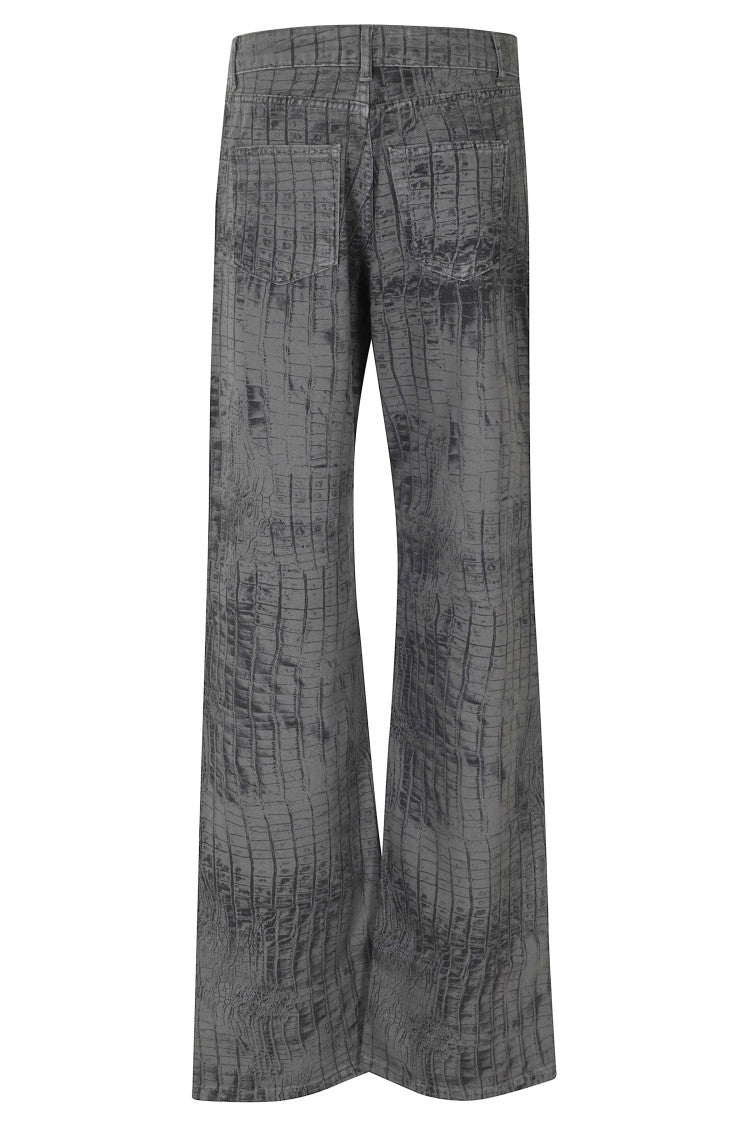 Federica Tosi Crocodile Print Straight-Leg Jeans