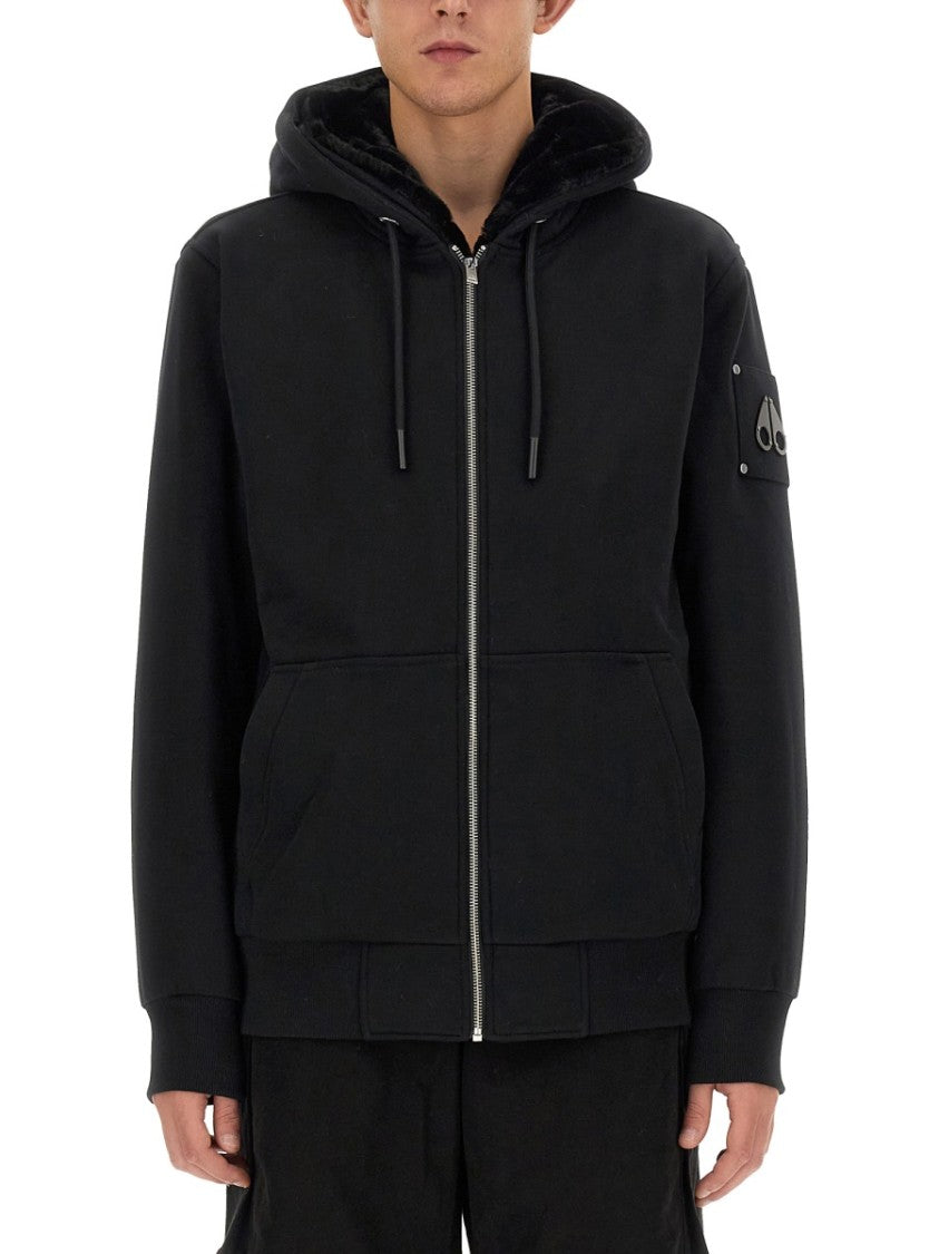 Moose Knuckles Zip-Up Hoodie With Ribbed Cuffs