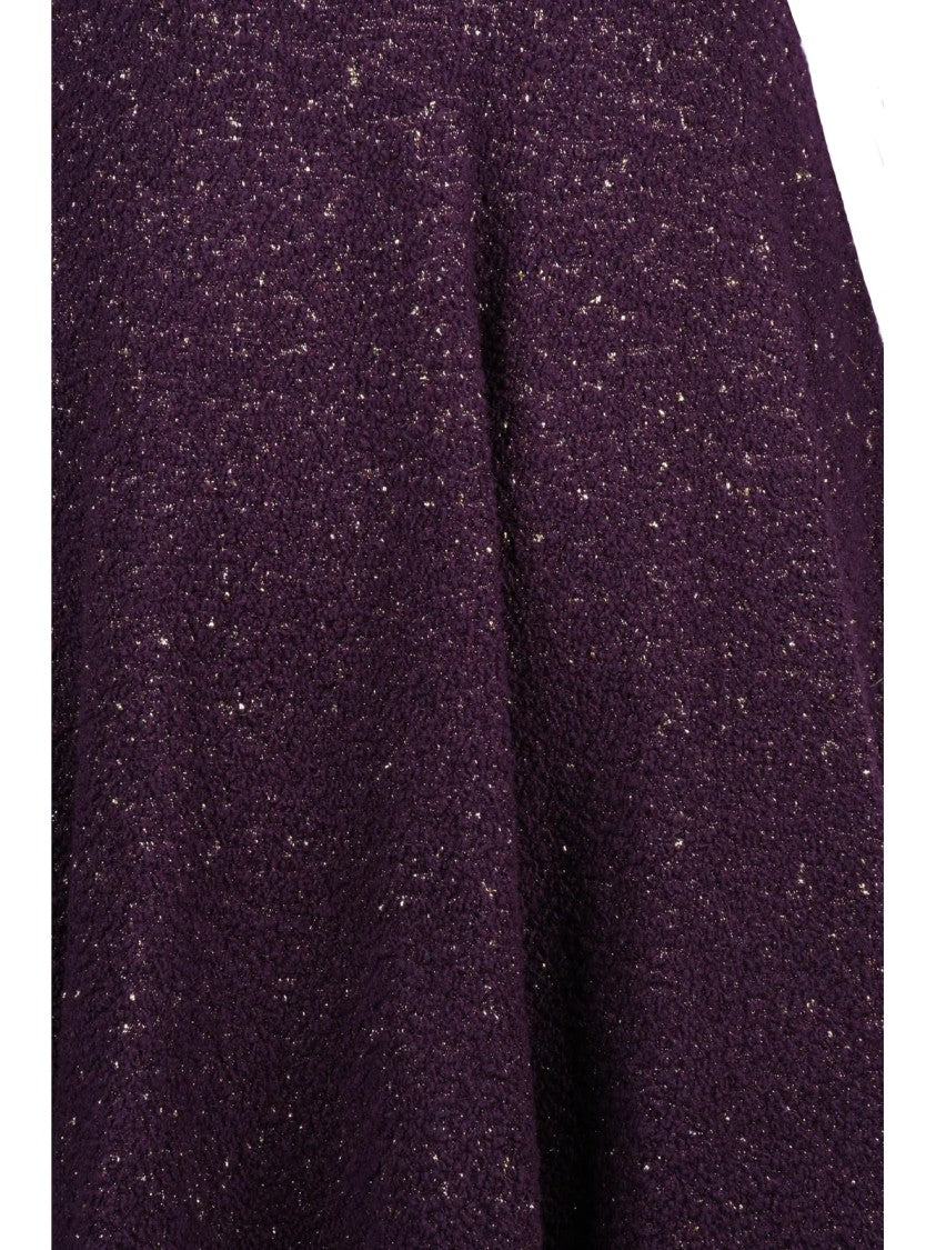 Valenti Purple Flared Knit Wool-Blend Mini Dress