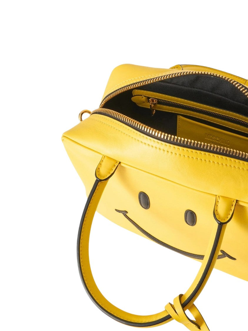 Moschino Structured Shoulder Bag With Smiling Face Motif And Gold Hardware