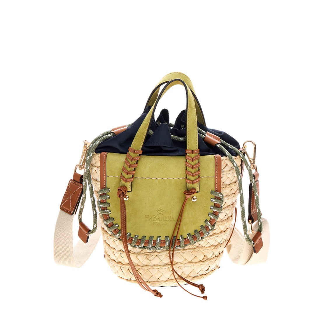 Cuba Lab Habanera Leather And Rafia Bag