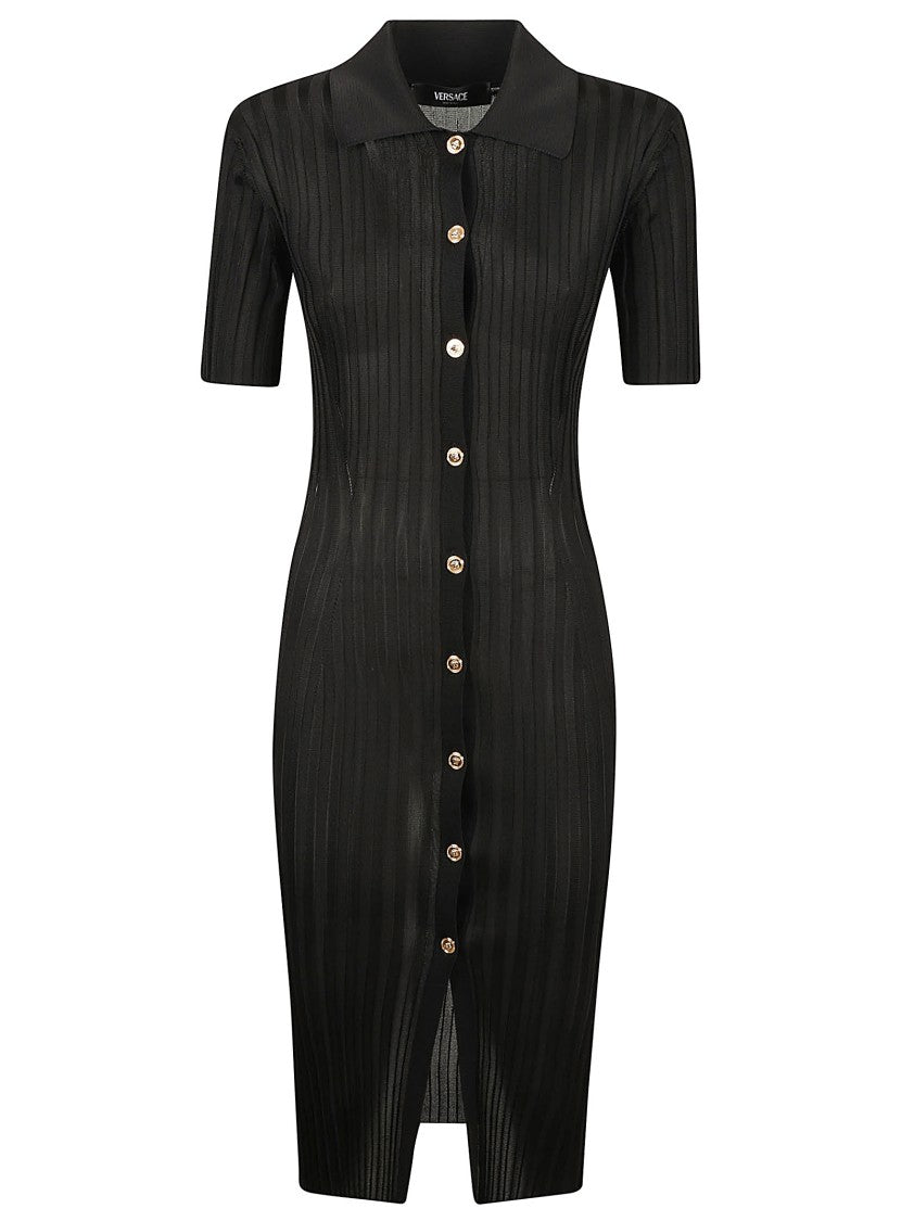 Versace Ribbed Knit Midi Dress