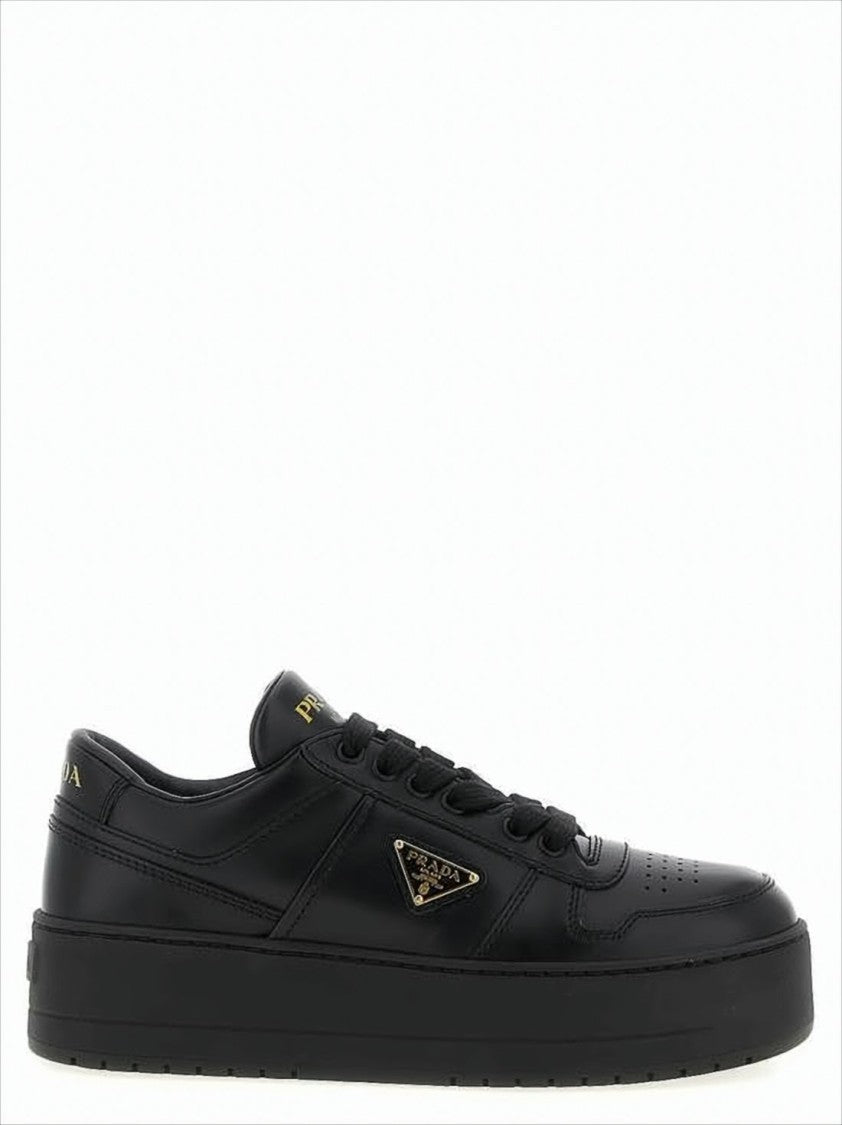 Prada Calf Leather Sneakers With Perforated Detailing