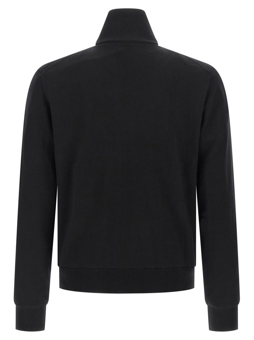Prada Reversible Wool Knit Cardigan With High Neck And Functional Pockets