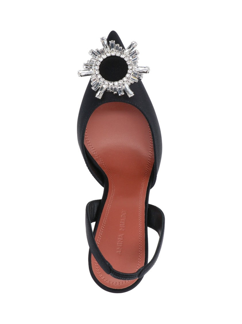 Amina Muaddi Rosie Crystal Bow Silk Pumps