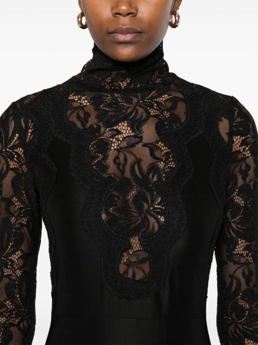 Rabanne Long Sleeve Black Lace Evening Dress