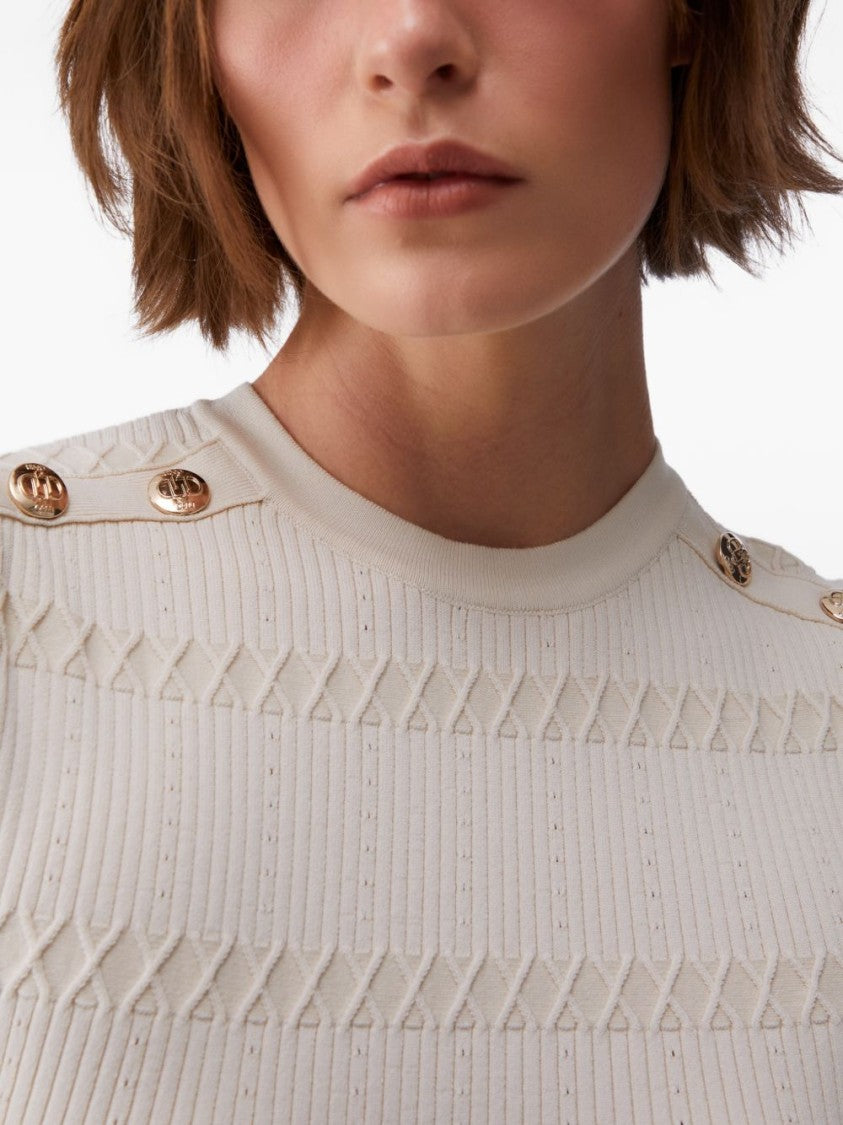 Liu Jo Off-White Shoulder Buttons Day Dress