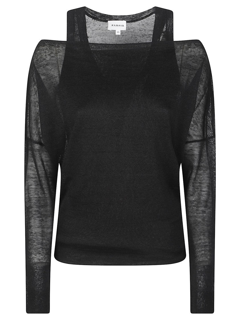 P.A.R.O.S.H. Babylon26 Cropped Knit Linen Sweater