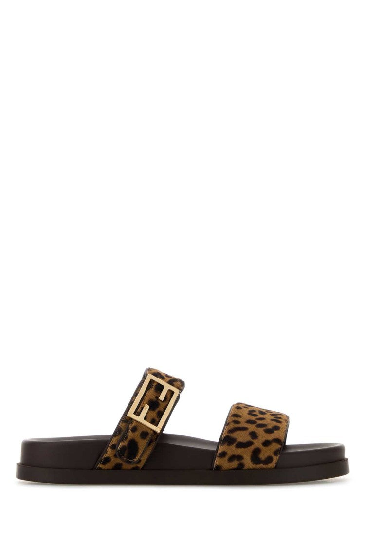 Fendi Printed Calf Hair Fendi Feel Slippers