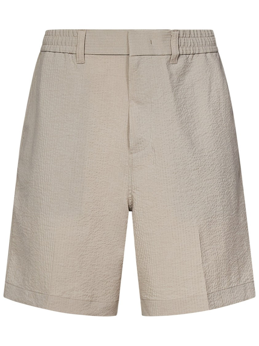 Emporio Armani Seersucker Bermuda Shorts With Elasticated Waistband