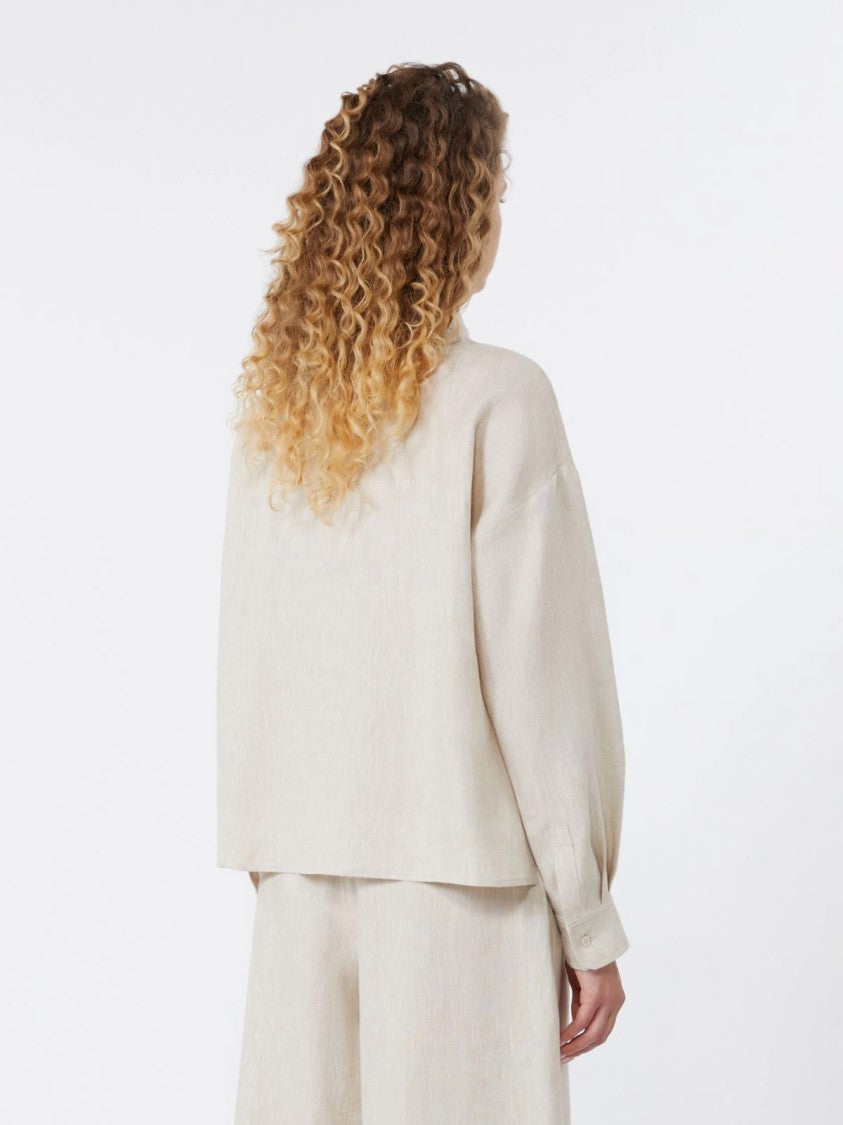 Max Mara Long-Sleeved Neutrals Shirt With Classic Collar
