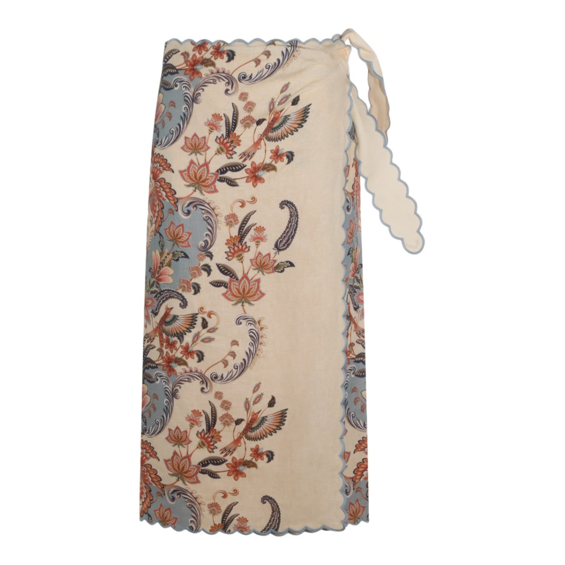 Farm Rio Midi Skirt With Multicolored Tropical Print