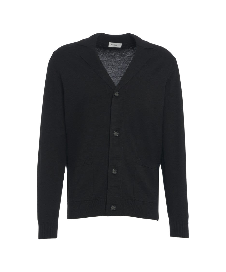 Paolo Pecora Fine-Knit Cardigan With Tailored Lapel And Ribbed Detailing
