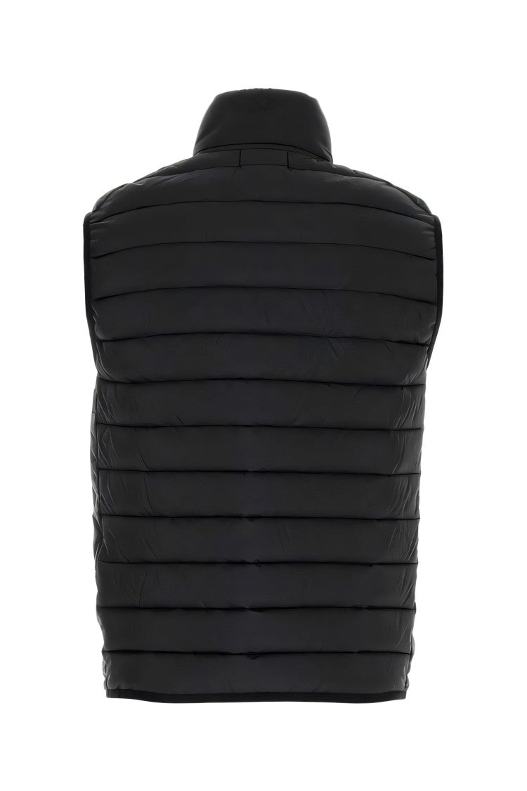 Stone Island Quilted Black Vest With High Collar And Full Zipper