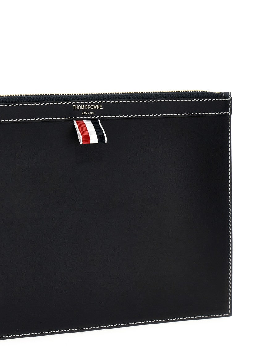Thom Browne Small Document Pouch In Premium Calfskin Leather