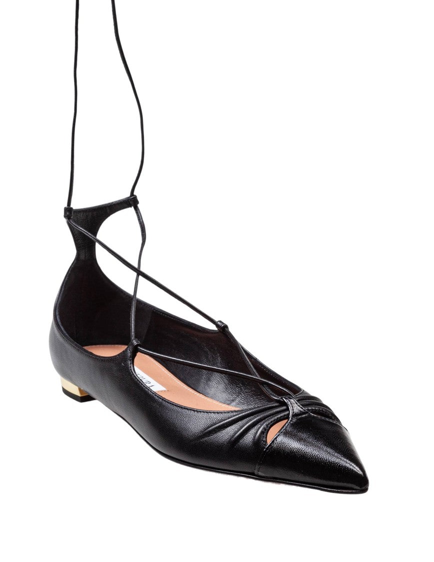 Aquazzura Black Nappa Gabi Flat